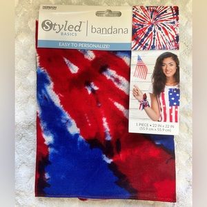 Americana Patriotic Bandana Red, White, and Blue  22in x 22in 100% cotton - NWT